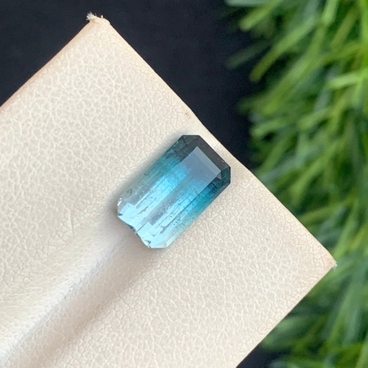 Loose Bicolor Tourmaline Gemstone, Emerald Cut 3.50 Carats