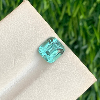 Greenish Seafoam Tourmaline Gemstone, Cushion Cut 1.70 Carats