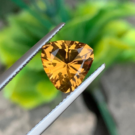 Natural Honey Citrine from Brazil, Triangular Cut 2.25 Cts