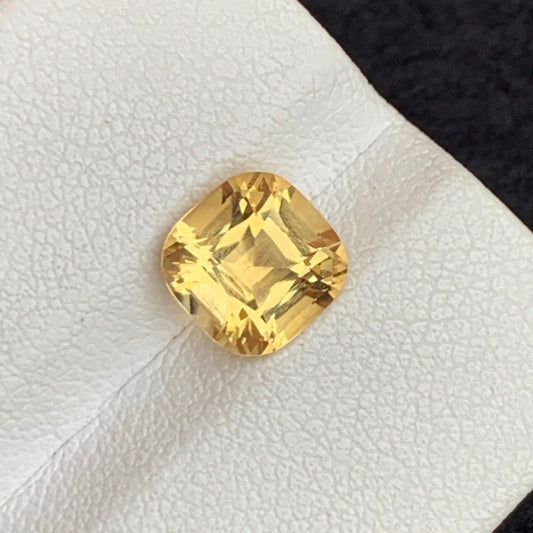 Yellow Citrine from Brazil, Cushion Cut 1.75 Cts