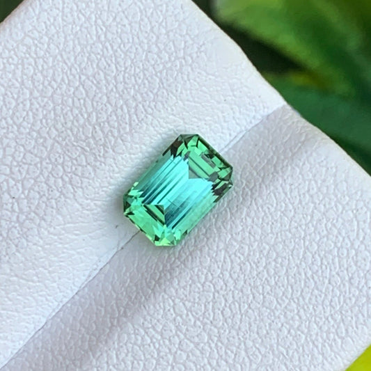 Loose Mint Green Tourmaline, Emerald Cut 1.25 Carats