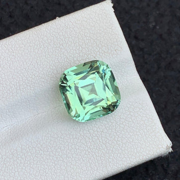 7.10 Carats Mint Green Tourmaline, Apple Green Tourmaline in Cushion Shape