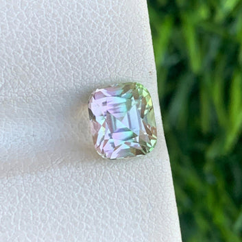 Natural Tricolor Tourmaline Gemstone, Cushion Cut 2.35 Carats