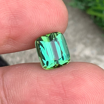 Bluish Green Tourmaline, Cushion Shape 3.75 Carats - Bluish Green Clean Tourmaline