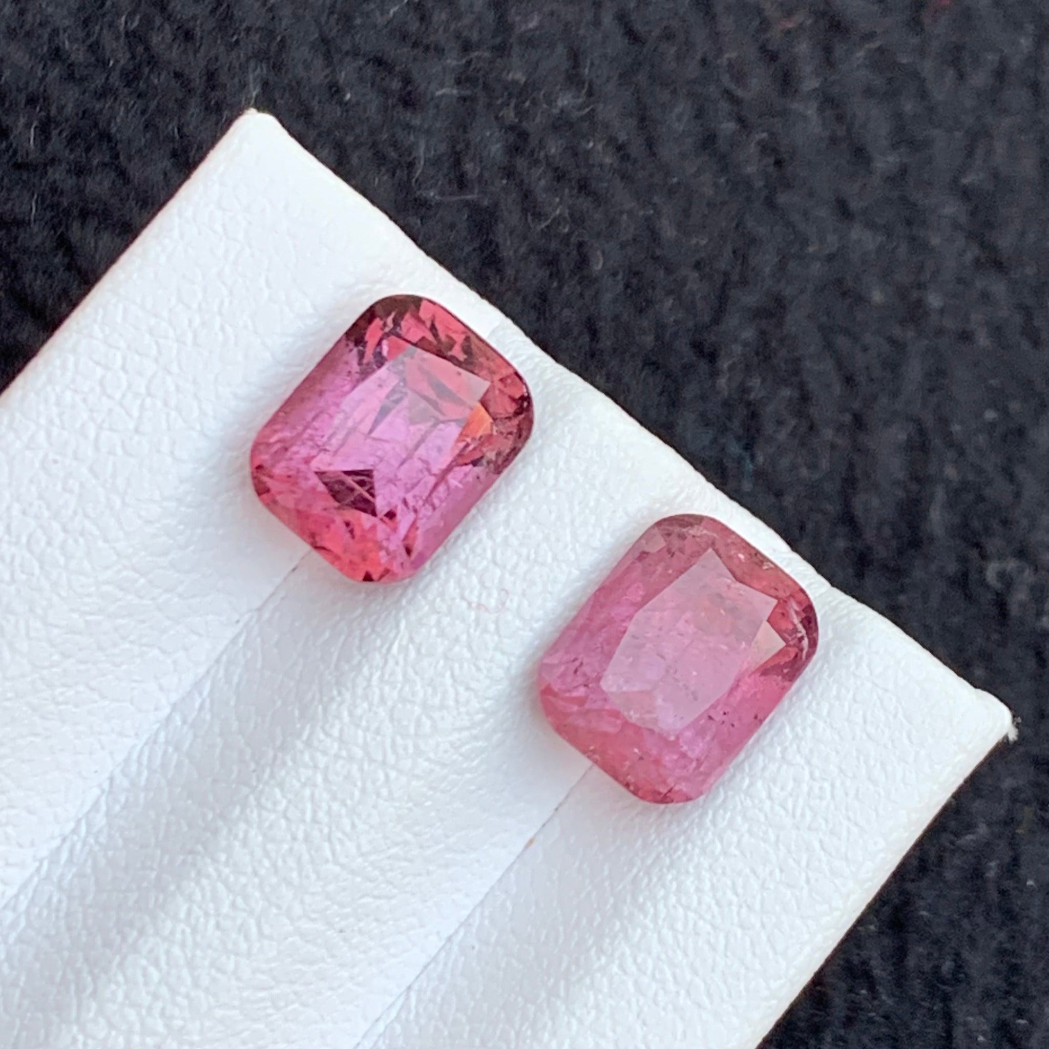 peach pink tourmaline pair