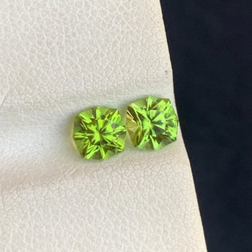 1.15 Carats Yellow Green Peridot Pair for Earrings, Fancy Shape