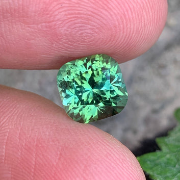 4.18 Carats Loose Bluish Green Tourmaline Gemstone with Fancy Cushion Cut from Afghanistan