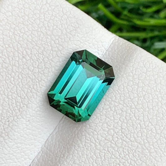 Natural Bluish Green Tourmaline from Afghanistan, Emerald Cut 2.70 Cts