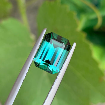 Natural Bluish Green Tourmaline from Afghanistan, Emerald Cut 2.70 Cts