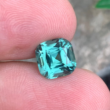 3.57 Carats Natural Teal Blue Tourmaline Gemstone with Cushion Shape from Afghanistan