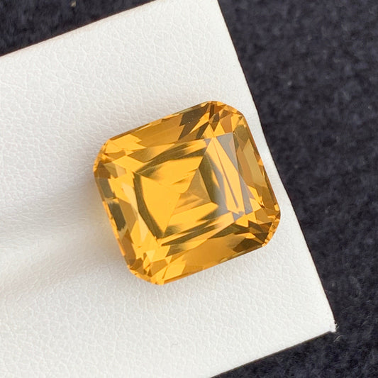 Yellow Citrine Gemstone, Cushion Cut 13.55 Carats