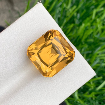 Yellow Citrine Gemstone, Cushion Cut 13.55 Carats