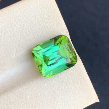 Natural Bluish Green Tourmaline, Cushion Cut 6.00 Carats – Rare Gemstone