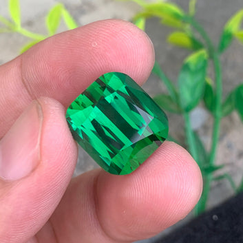 29.15 Carats Natural Green Tourmaline Gemstone with Cushion Shape from Afghanistan