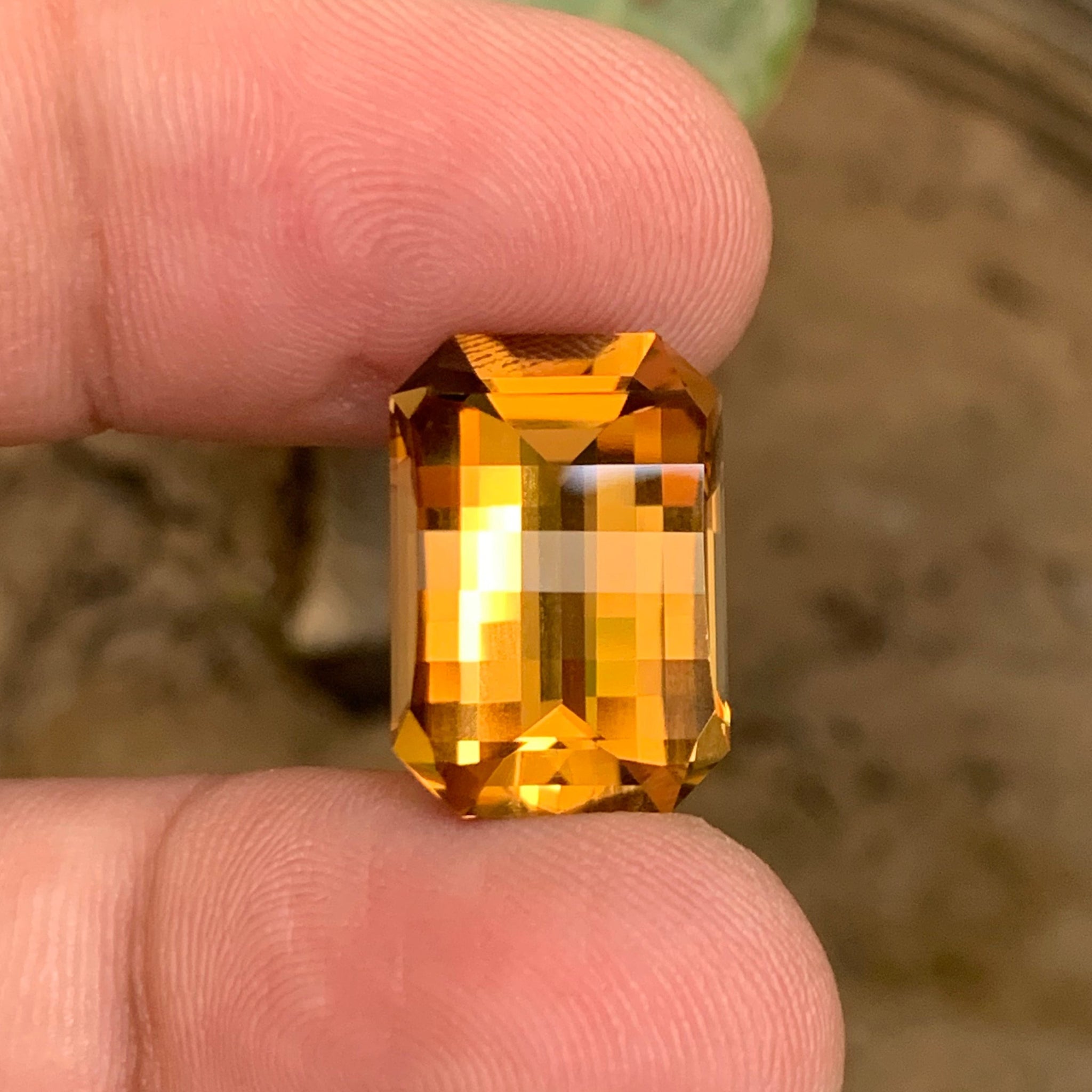 12.65 Carats Faceted Yellow Citrine Gemstone, Orange Citrine Pixel Cut