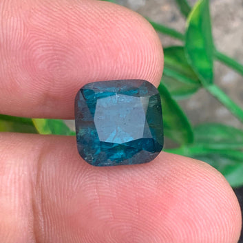 10.51 Carats Glamorous Ink Blue Tourmaline Gemstone with Cushion Shape from Afghanistan