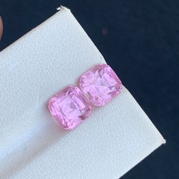 Baby Pink Tourmaline Pair-4.65 Carats | Pink Earrings Pair-Cushion Cut