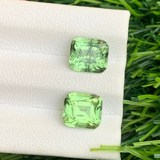 Rutile Green Peridot gemstone
Rutile Green Peridot pair