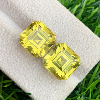 Lemon Quartz Earrings
Cushion cut quartz pair side profile showing brilliance
Lemon quartz pair eye clean VVS clarity close-up