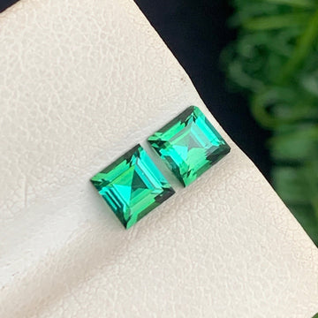 Loose Bluish Green Tourmaline Gemstones Pair for Jewelry