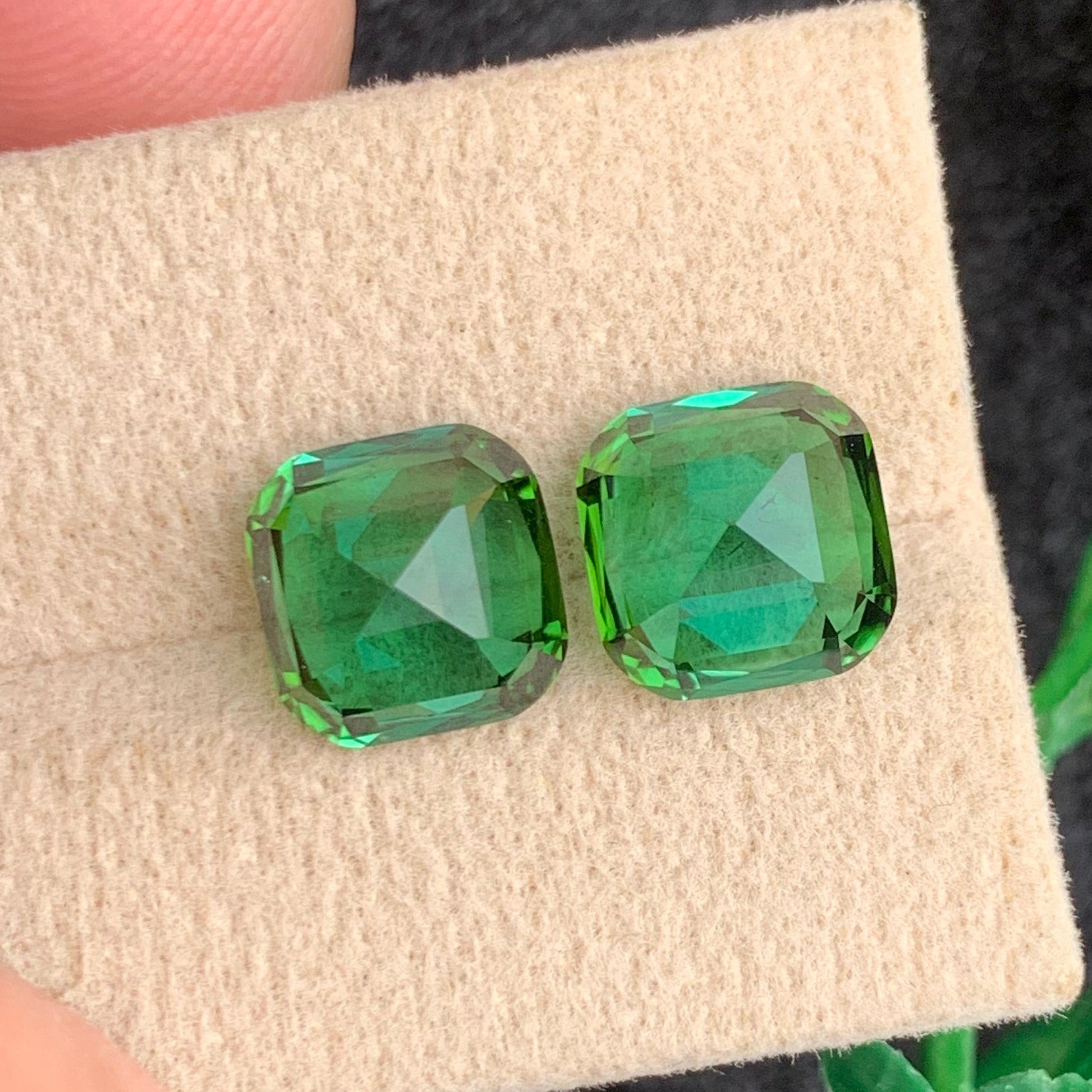 Loose Cushion Cut Tourmaline Gemstones
Oceanic Bluish Green Tourmaline Pair