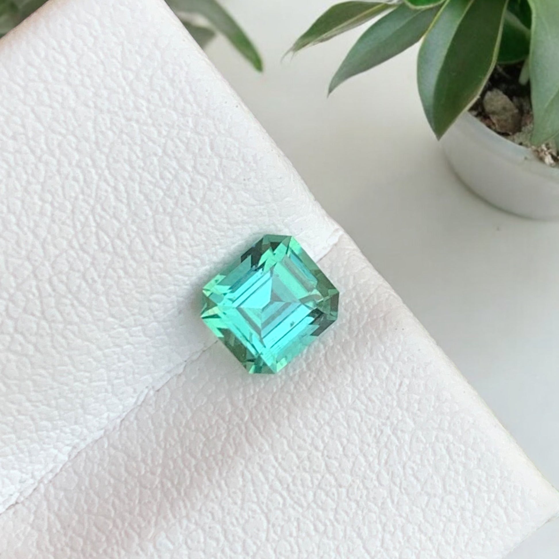 bluish green tourmaline
Loose Green Tourmaline Gemstone Eye Clean Asscher Cut