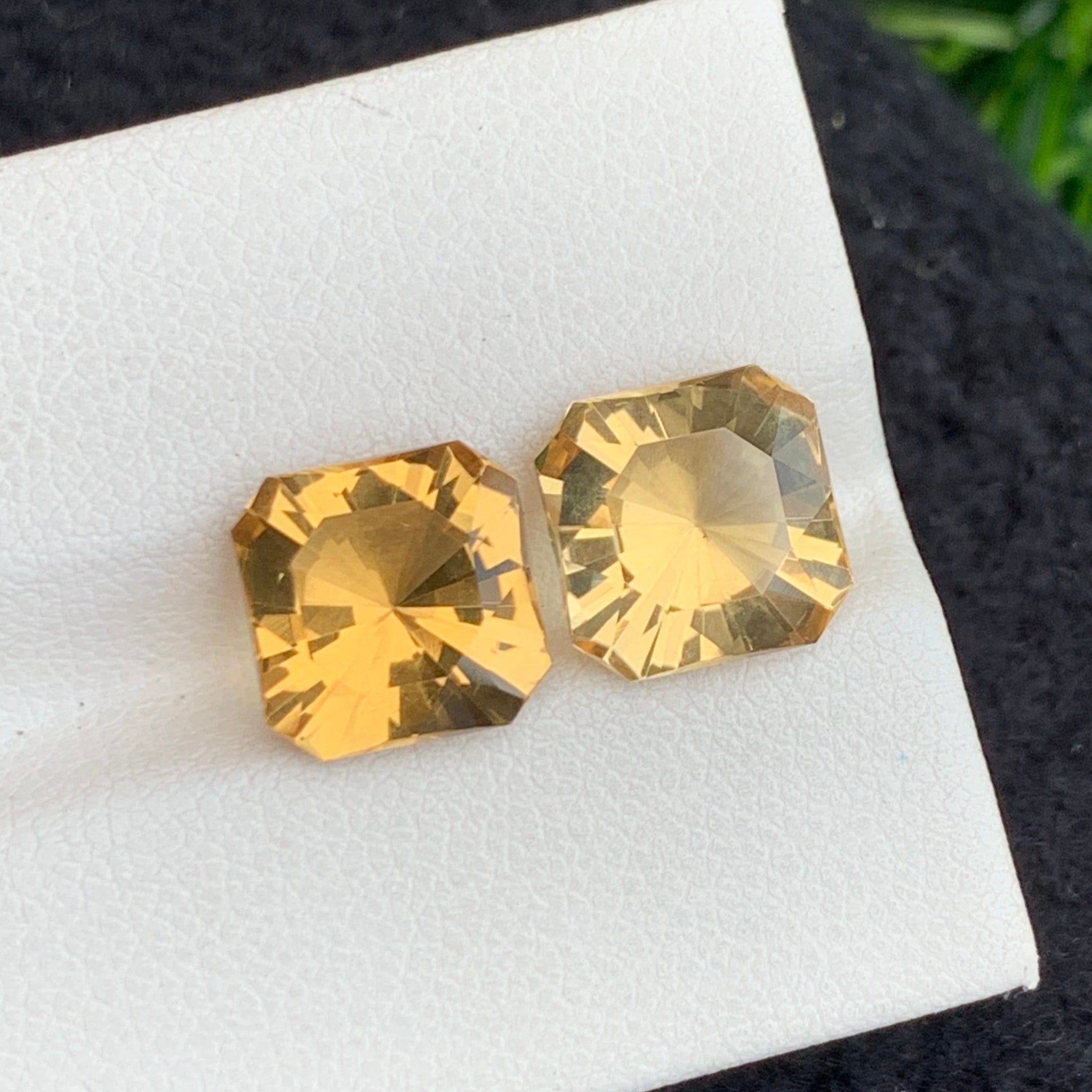 Loose Yellow Citrine Gemstone Pair Fancy Cut 