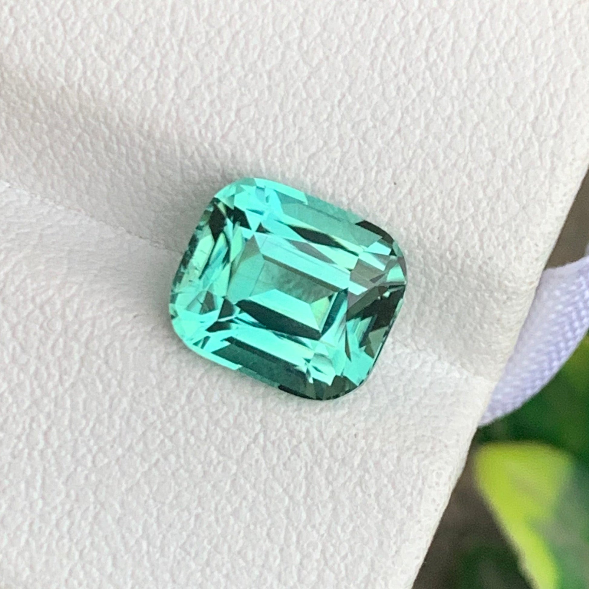 Loose faceted Afghan tourmaline for jewelry making
Premium seafoam colored gemstone cushion cut