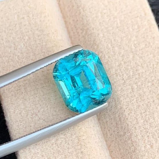 Loose faceted tourmaline gemstone for jewelry design
Premium cushion cut blue tourmaline gemstone 5.18 carats