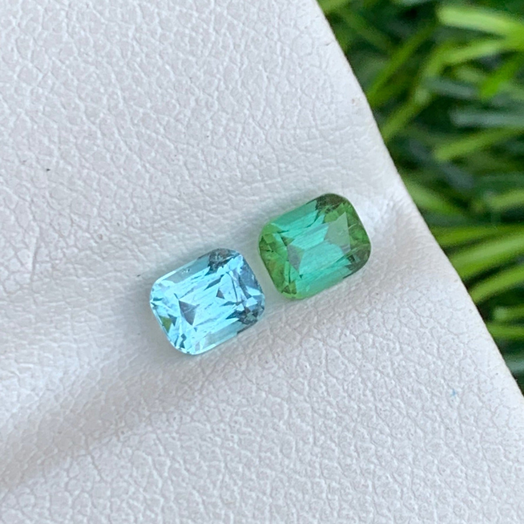 Loose reverse tourmaline pair under daylight – 0.75 ct total