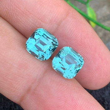 Greenish Seafoam Tourmaline
Seafoam Tourmaline Jewelry
Matching Greenish Seafoam Tourmaline earring pair with cushion shape
Eye clean Greenish Seafoam Tourmaline pair 8.80 carats loose gemstones