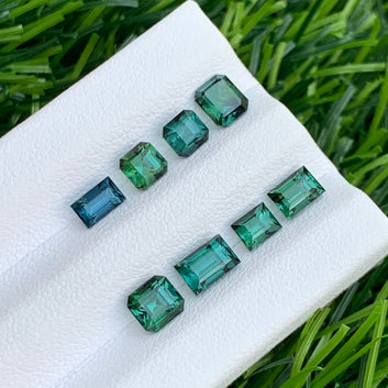 4.25 Carats Bluish Green Tourmaline Lot – Mixed Shape Natural Gems for Jewelry