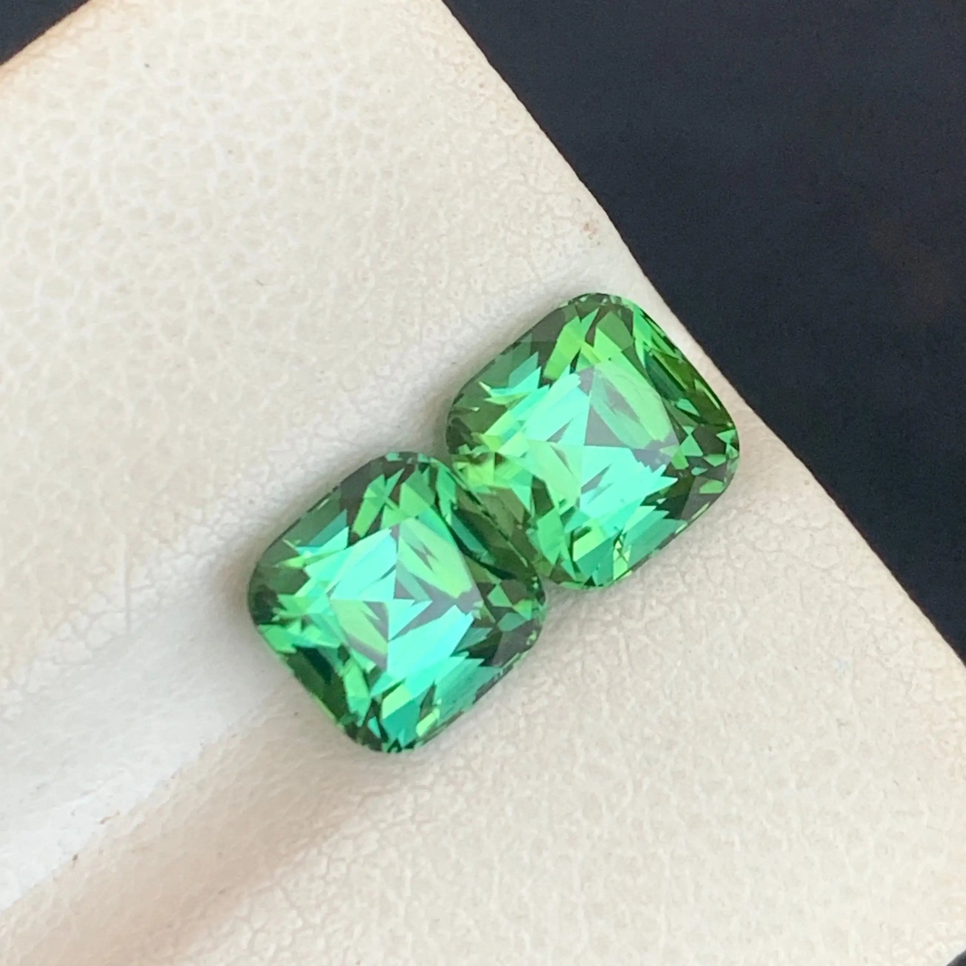 Natural Bluish Green Tourmaline Pair Cushion Cut 3.65 Carats

