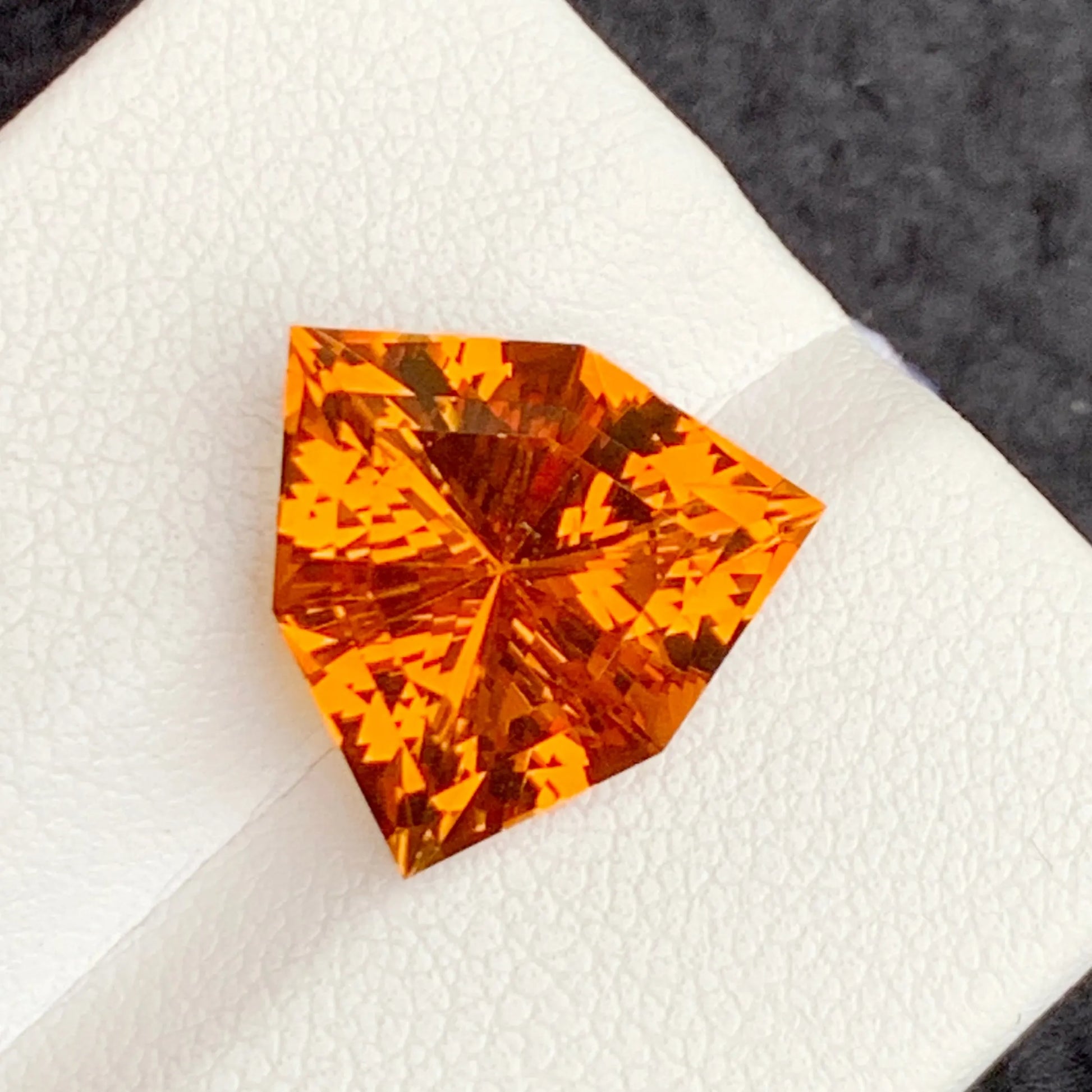 mandarin citrine from brazil price
Natural Mandarin Citrine 6.05 carat fancy triangular cut gemstone
