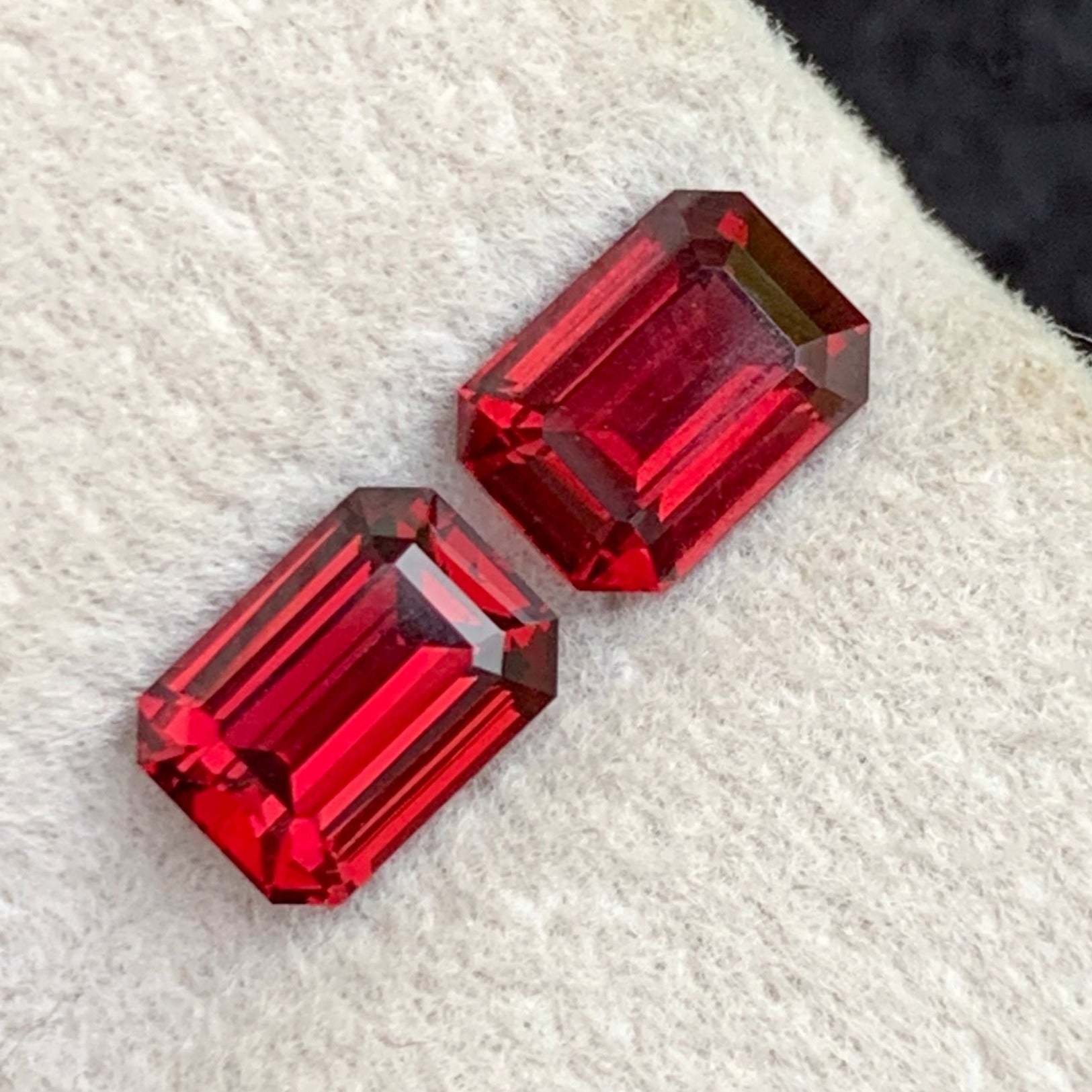 Madagascar Rhodolite Garnet Loose Gems
Elegant Emerald Cut Garnet Pair