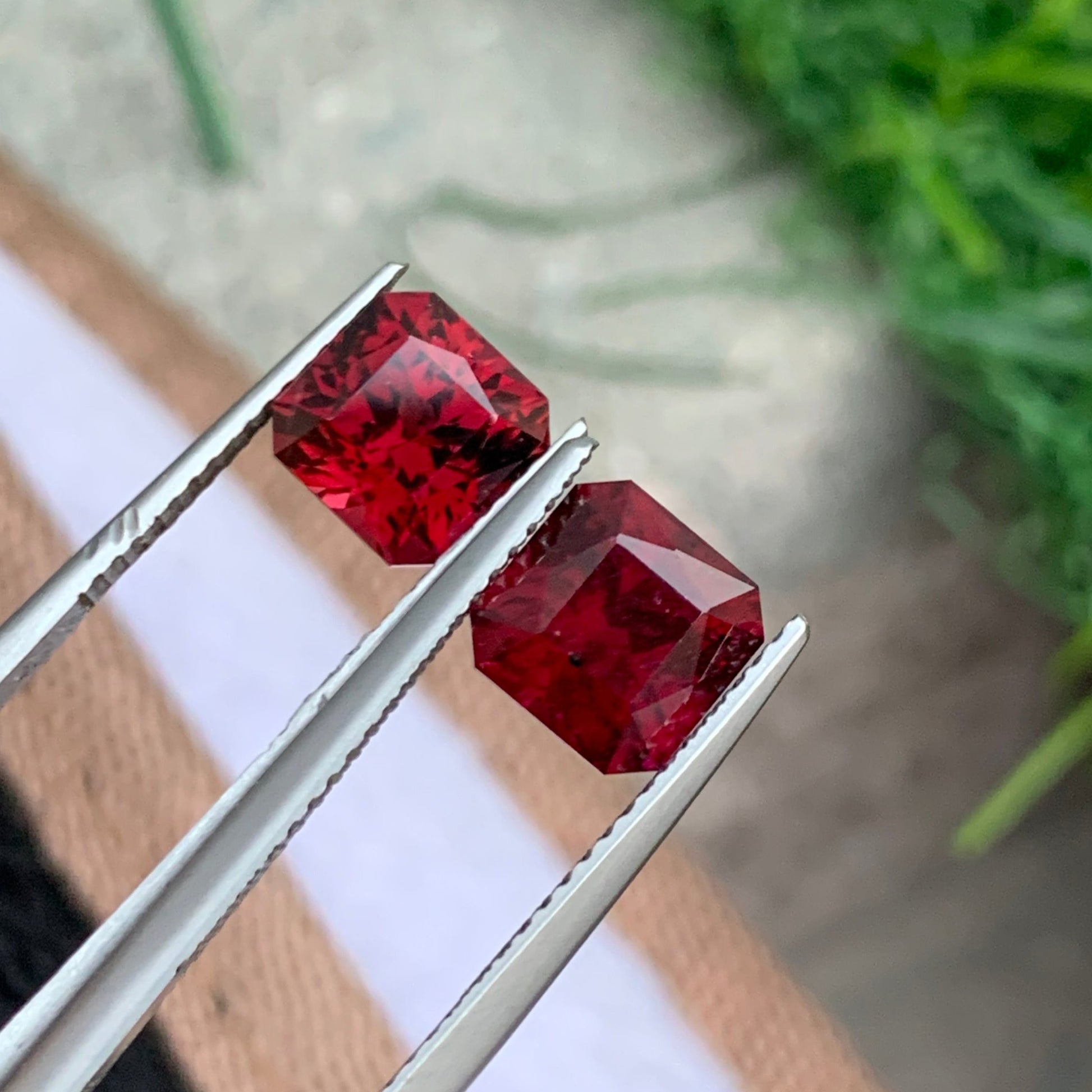 Natural Untreated Rhodolite Garnet Pair for Earrings
