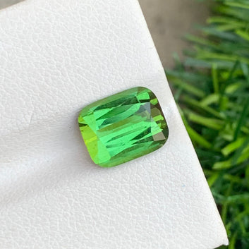 Yellow Green Tourmaline Gemstone – Cushion Cut 3.30 Carats | Rare & Natural