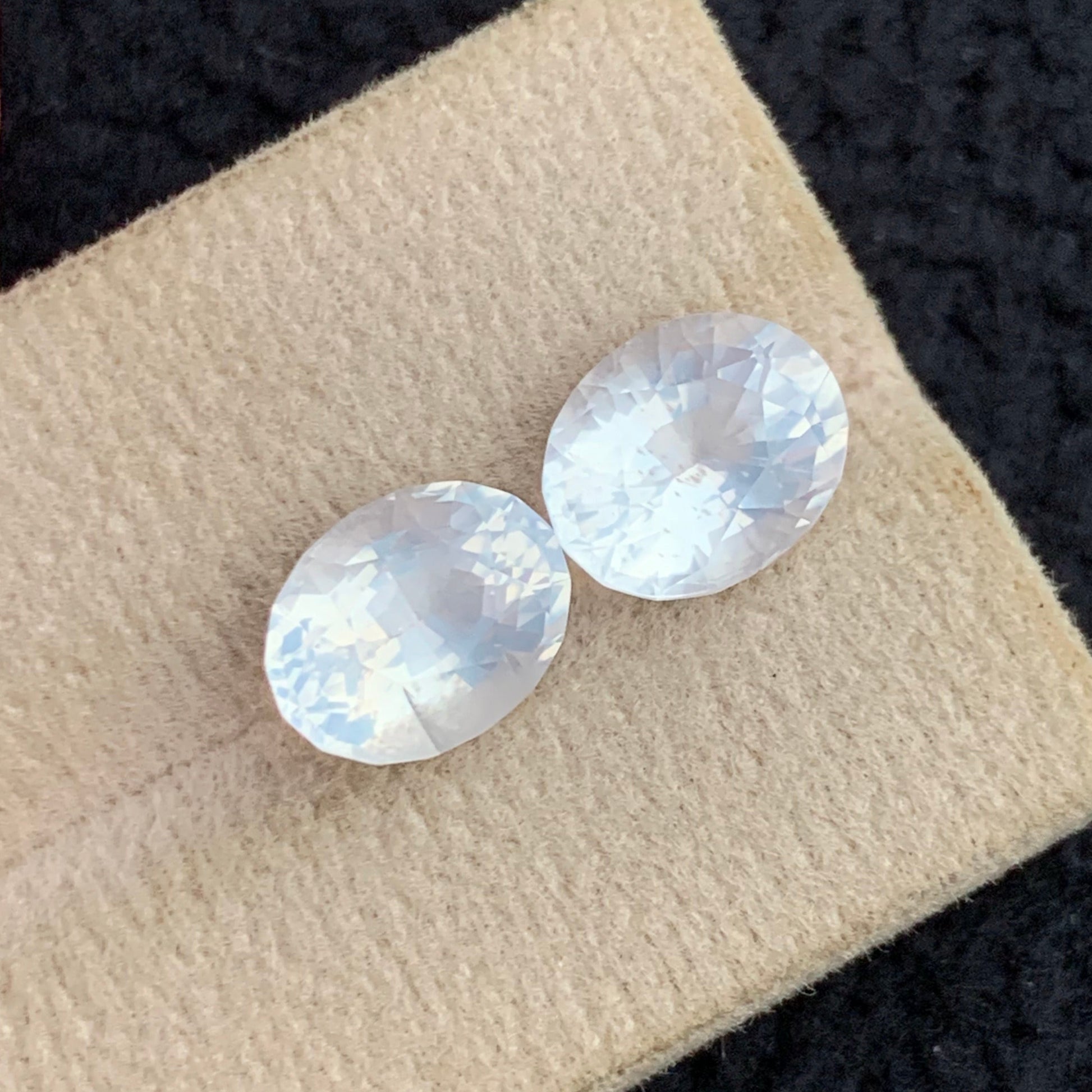 Milky Quartz gemsto
Natural White Milky Quartz Pair 6.35 Carats Oval Cut Gemstones
Oval Cut White Milky Quartz Pair from Pakistan