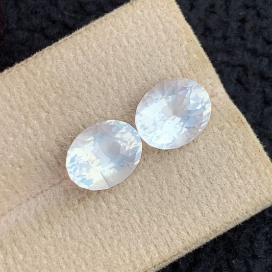 Milky Quartz gemsto
Natural White Milky Quartz Pair 6.35 Carats Oval Cut Gemstones
Oval Cut White Milky Quartz Pair from Pakistan