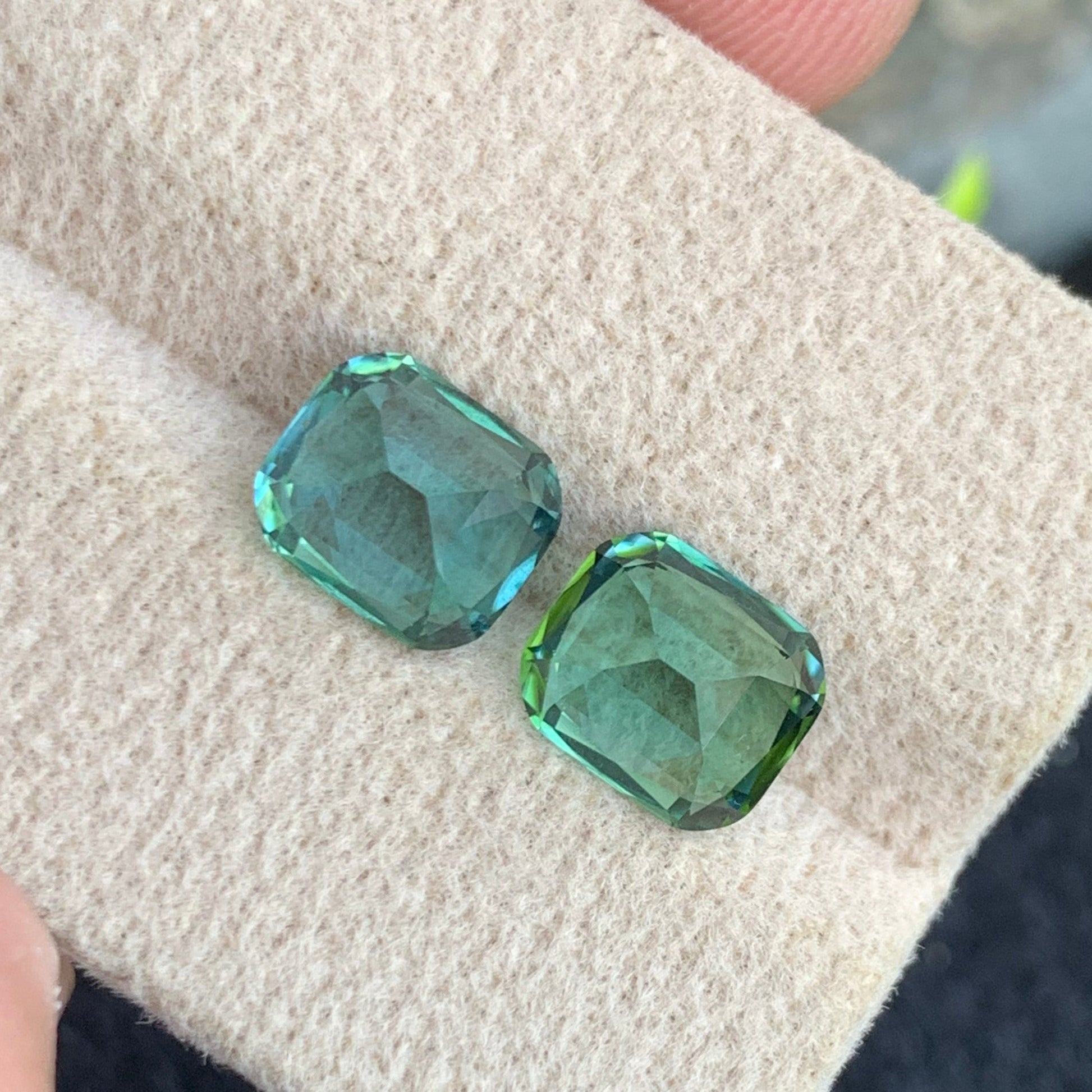 Natural cushion cut lagoon tourmaline gemstones 4.42 carats
Matching lagoon tourmaline pair for luxury jewelry design