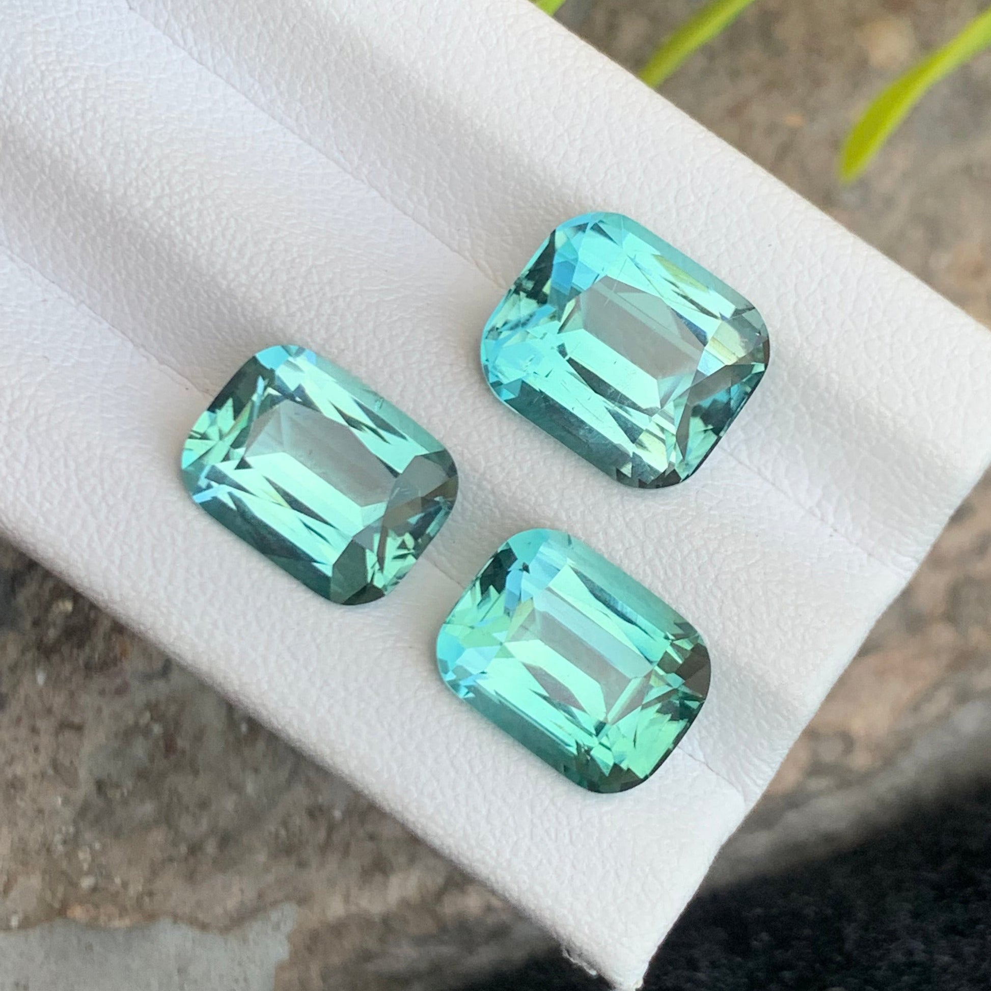 Seafoam Tourmaline set
Seafoam Tourmaline rings
Seafoam Tourmaline earrngs
Natural untreated seafoam tourmaline set 15.80 carats
Luxury seafoam green tourmaline gemstones with bluish undertones