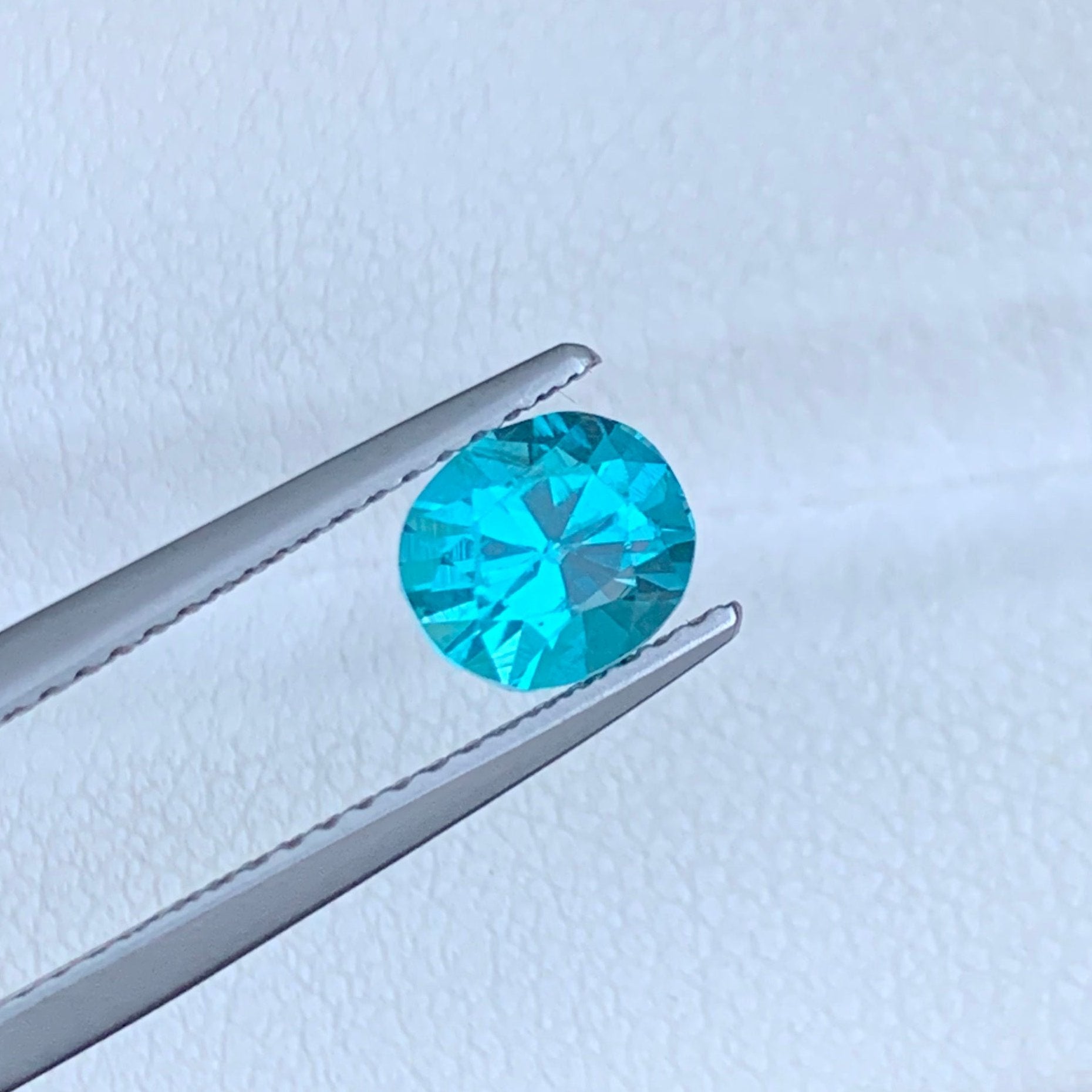 Neon Blue Apatite Faceted Oval Gemstone