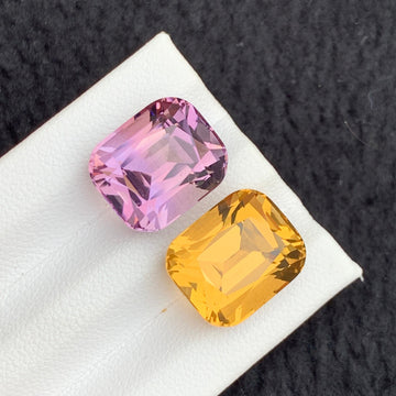 Onestep Gems 18.40 Carats Reverse Amethyst Citrine Pair