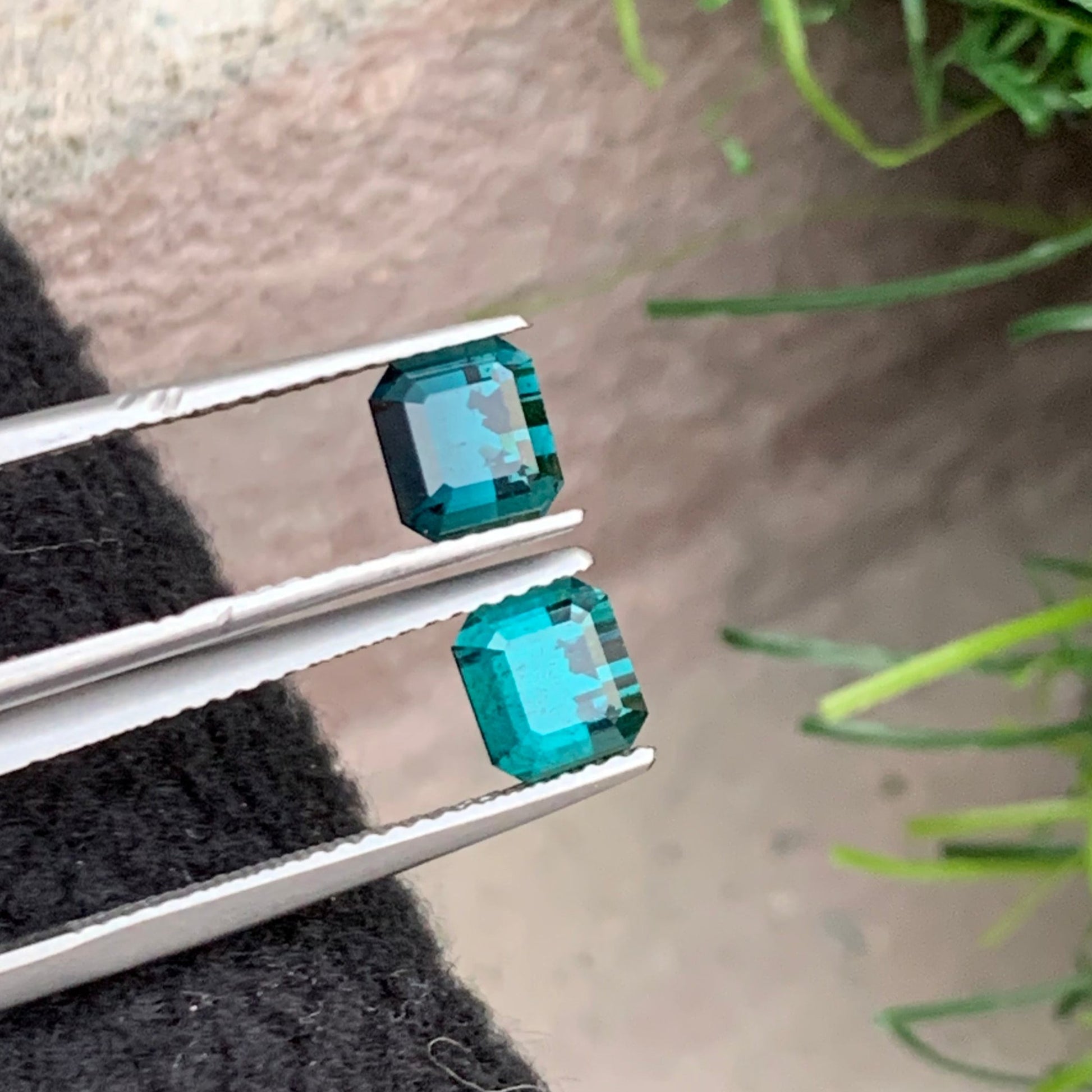 Onestep Gems 2.45 Ct Blue Tourmaline Pair Emerald Cut Loose Stones