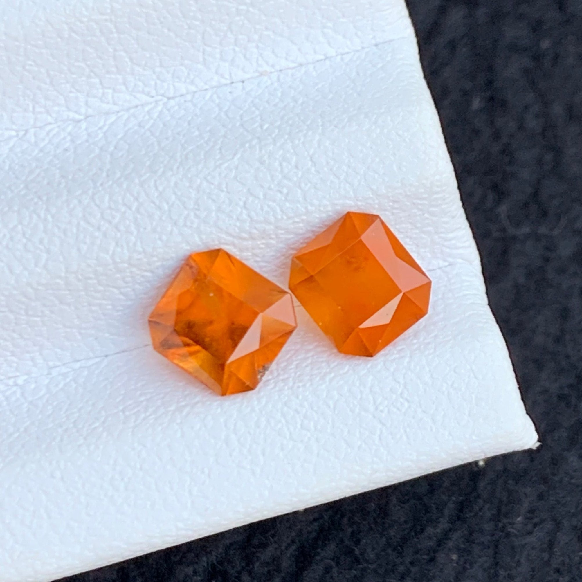 Onestep Gems 3.45 Carats Hessonite Garnet Pair Emerald Cut