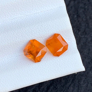 Onestep Gems 3.45 Carats Hessonite Garnet Pair Emerald Cut
