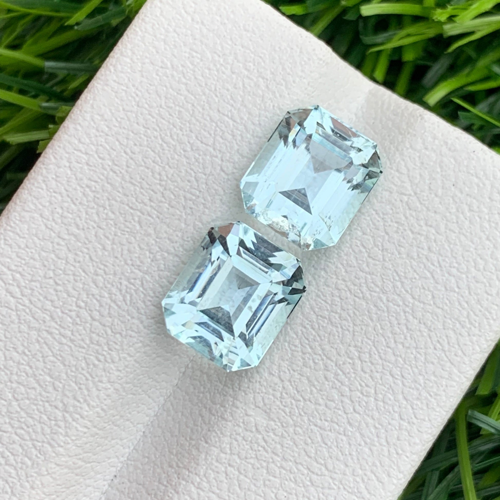 Premium aquamarine pair for custom earrings
Natural emerald cut aquamarine gemstones