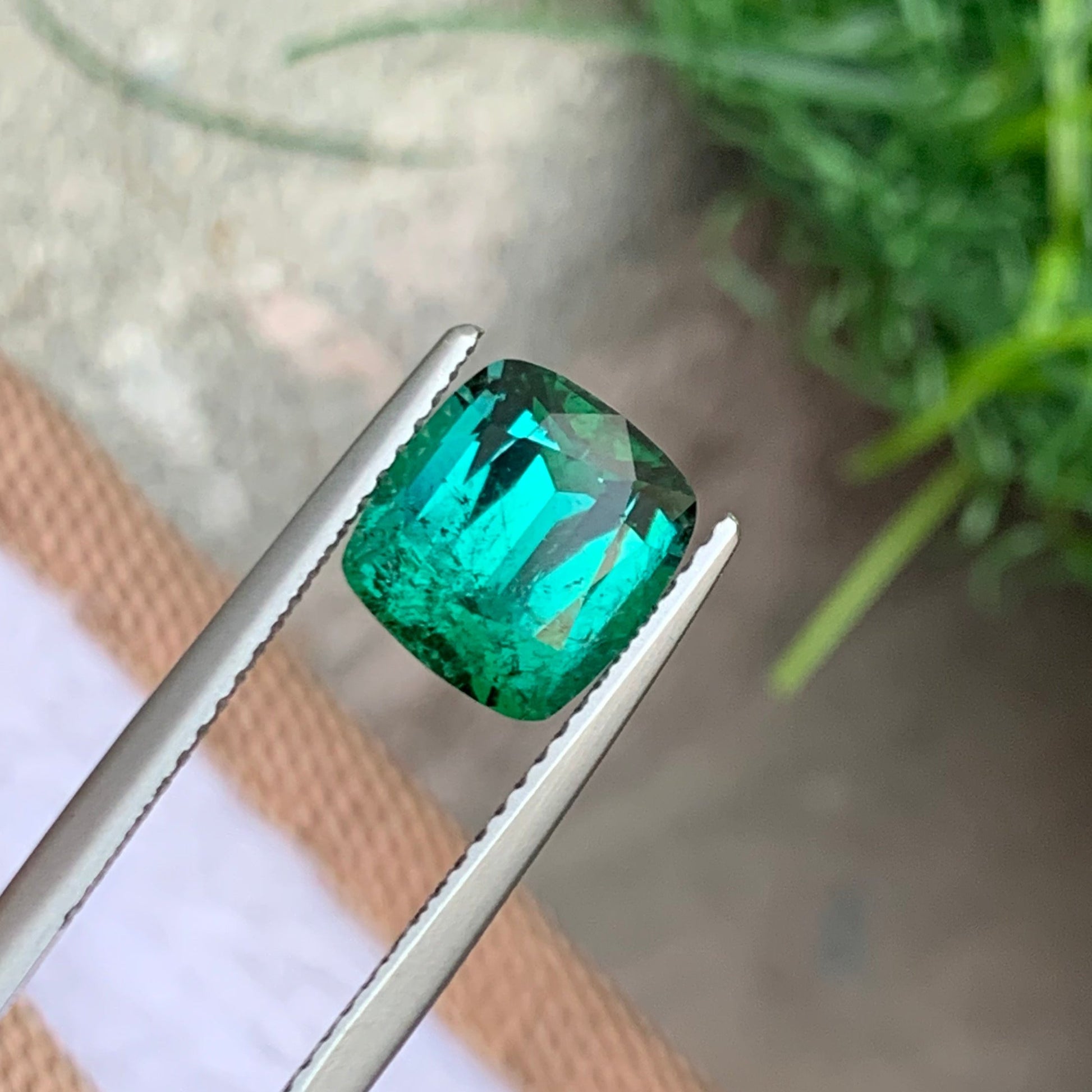 Rare Cushion Cut Green Tourmaline Gemstone USA