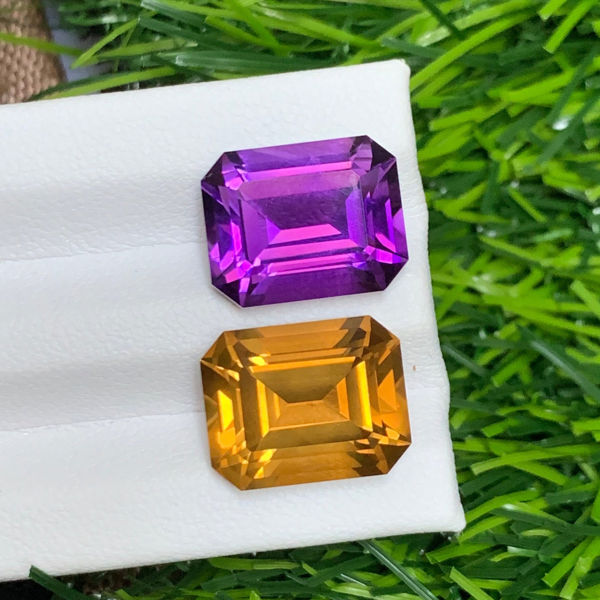 Rare Reverse Amethyst Citrine Pair for Jewelry