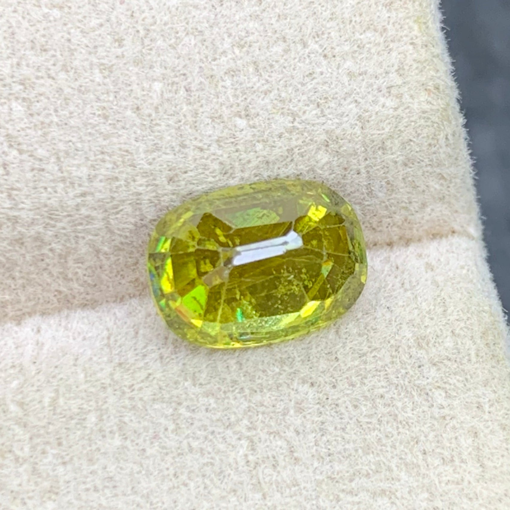 Rare greenish yellow Sphene Titanite collector gemstone